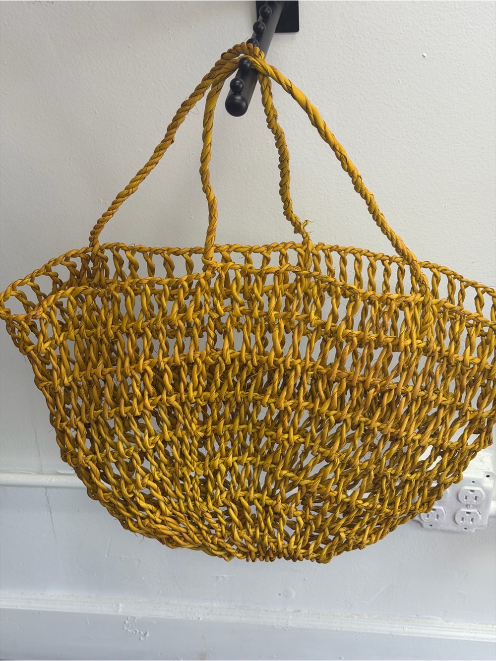 Handwoven Yellow Knit Tote Bag